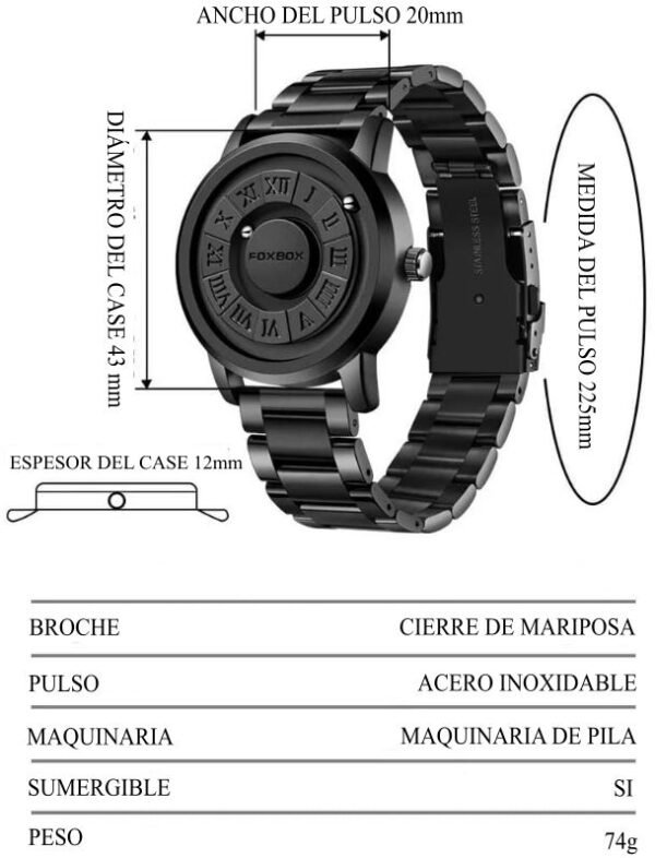 Reloj Magnetico Foxbox  Acero - Image 3