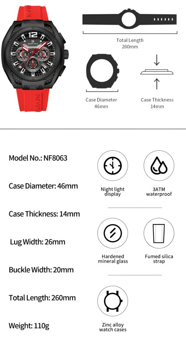 Reloj Naviforce Deportivo Nf8063 Goma Ho - Image 5